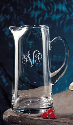 Deep Etched Crystal Monogrammed 95-oz Grande Tankard Pitcher